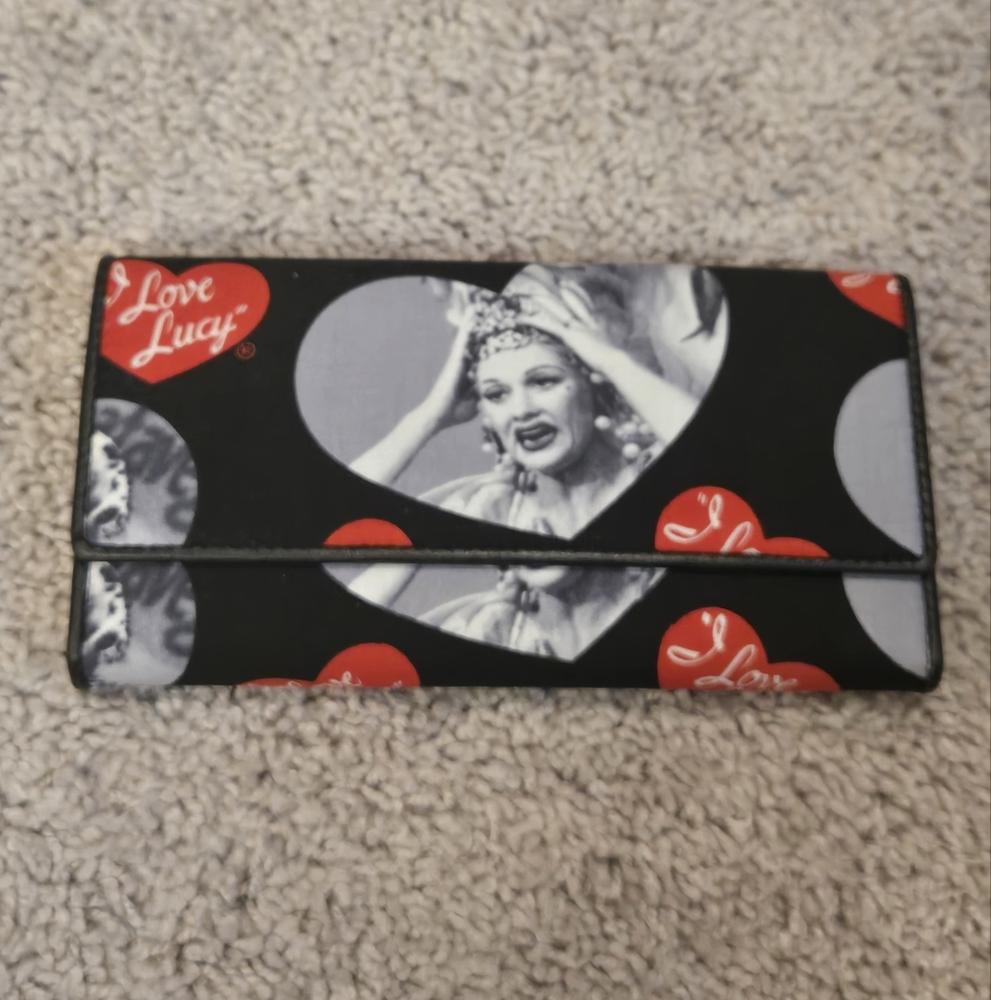 I Love Lucy Canvas Collage Wallet Pocketbook Hearts Discontinued NWOT